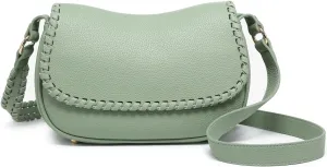 JEN & CO. Daia Whipstitch Flapover Crossbody Bag Vegan Leather Purses Shoulder Handbag for Women