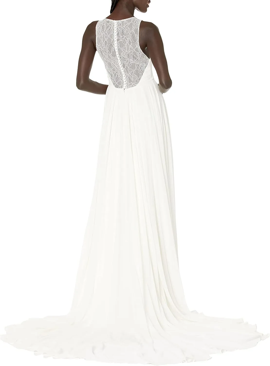 Jenny Yoo Women's Fallon Plunging V Neck a Line Chiffon Wedding Dress