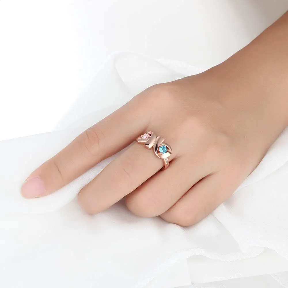 JewelOra Infinity Personalized Promise Rings for Women Engraved Names Mothers Rings with 2 Simulated Birthstones