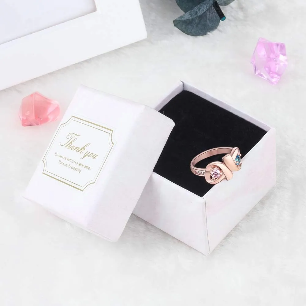 JewelOra Infinity Personalized Promise Rings for Women Engraved Names Mothers Rings with 2 Simulated Birthstones
