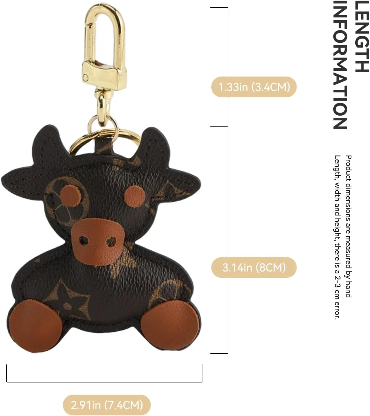 jiesinlov Kawaii Bag Pendant Keychain Dolls, Cute Trend Cow Bag Charms, Purse DIY Remodeling Accessories(Cow)