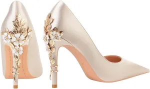 JOEupin High Heels Womens Pointed Toe Heels Satin Pumps Stiletto Bridal Party Dress Evening Wedding Shoes for Woman