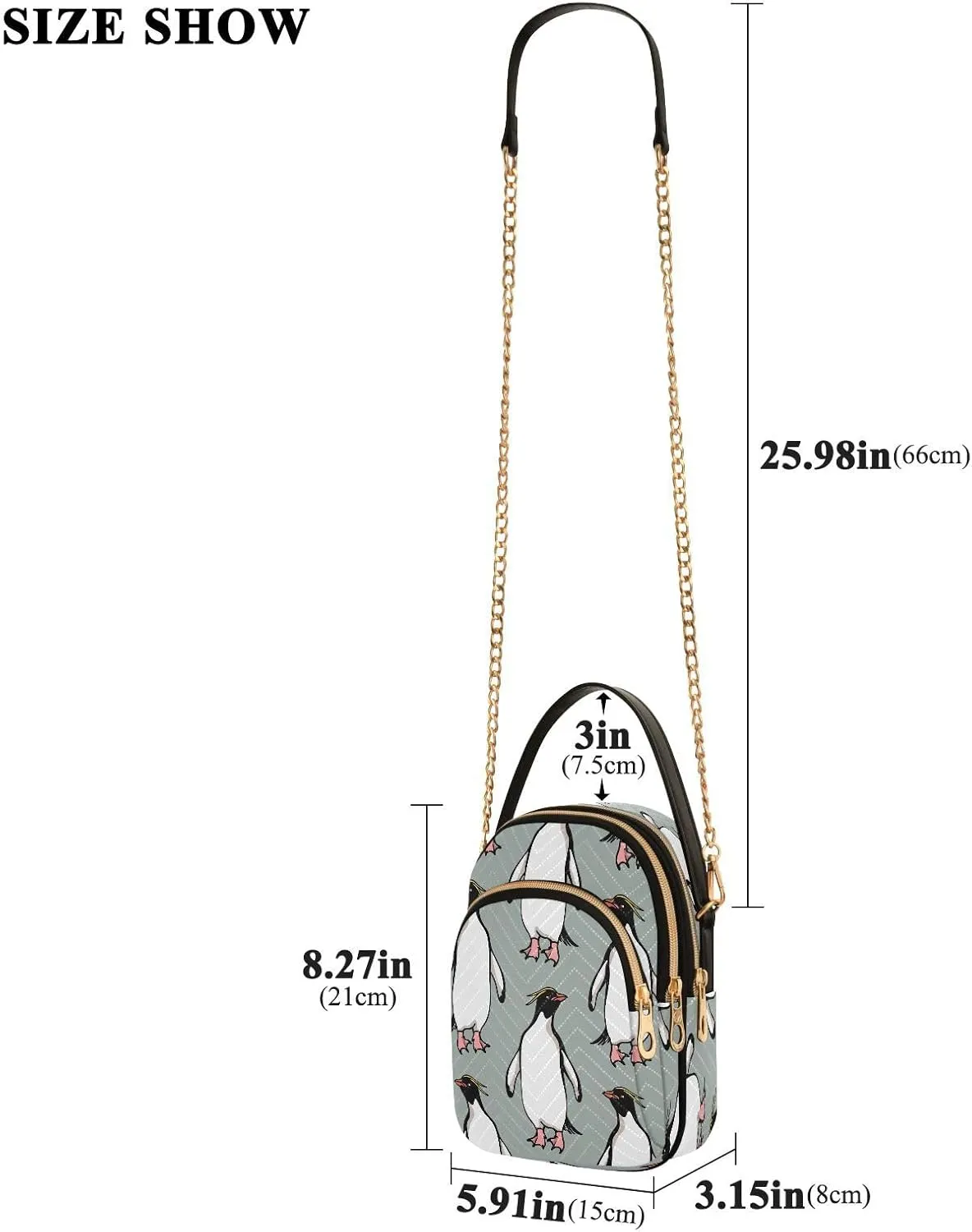 JSTEL Small Crossbody Bag for Women with Compartments,Long Gold Chain Crossbody Purse Polyester Phone Purse Wallet