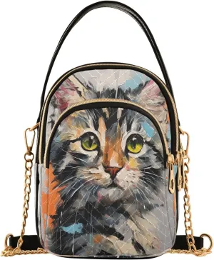 JSTEL Small Crossbody Bag for Women with Compartments,Long Gold Chain Crossbody Purse Polyester Phone Purse Wallet
