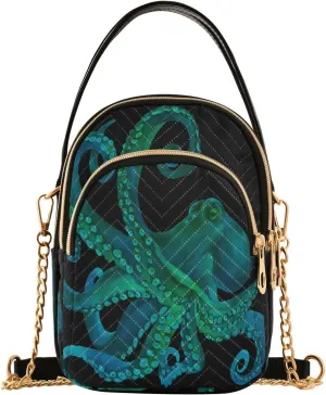 JSTEL Small Crossbody Bag for Women with Compartments,Long Gold Chain Crossbody Purse Polyester Phone Purse Wallet
