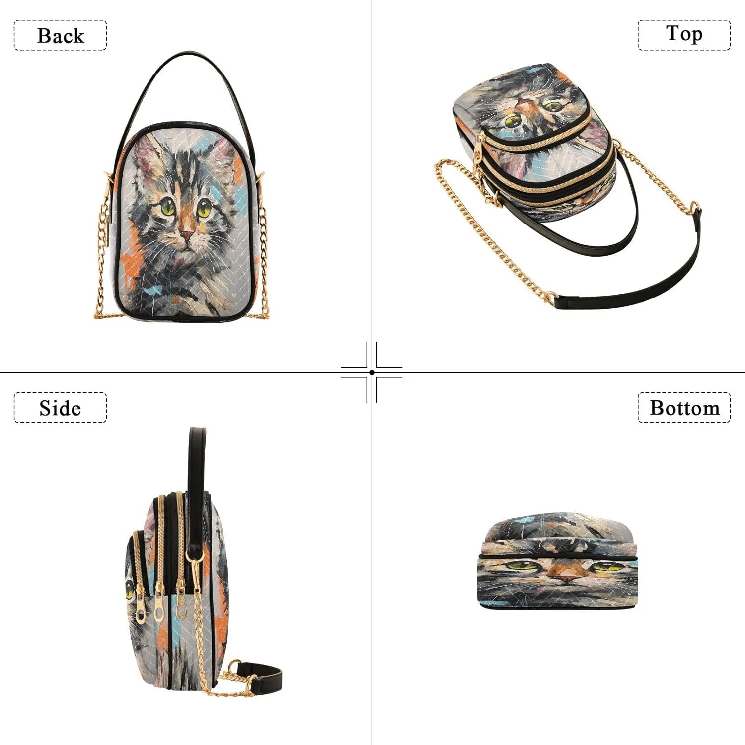 JSTEL Small Crossbody Bag for Women with Compartments,Long Gold Chain Crossbody Purse Polyester Phone Purse Wallet