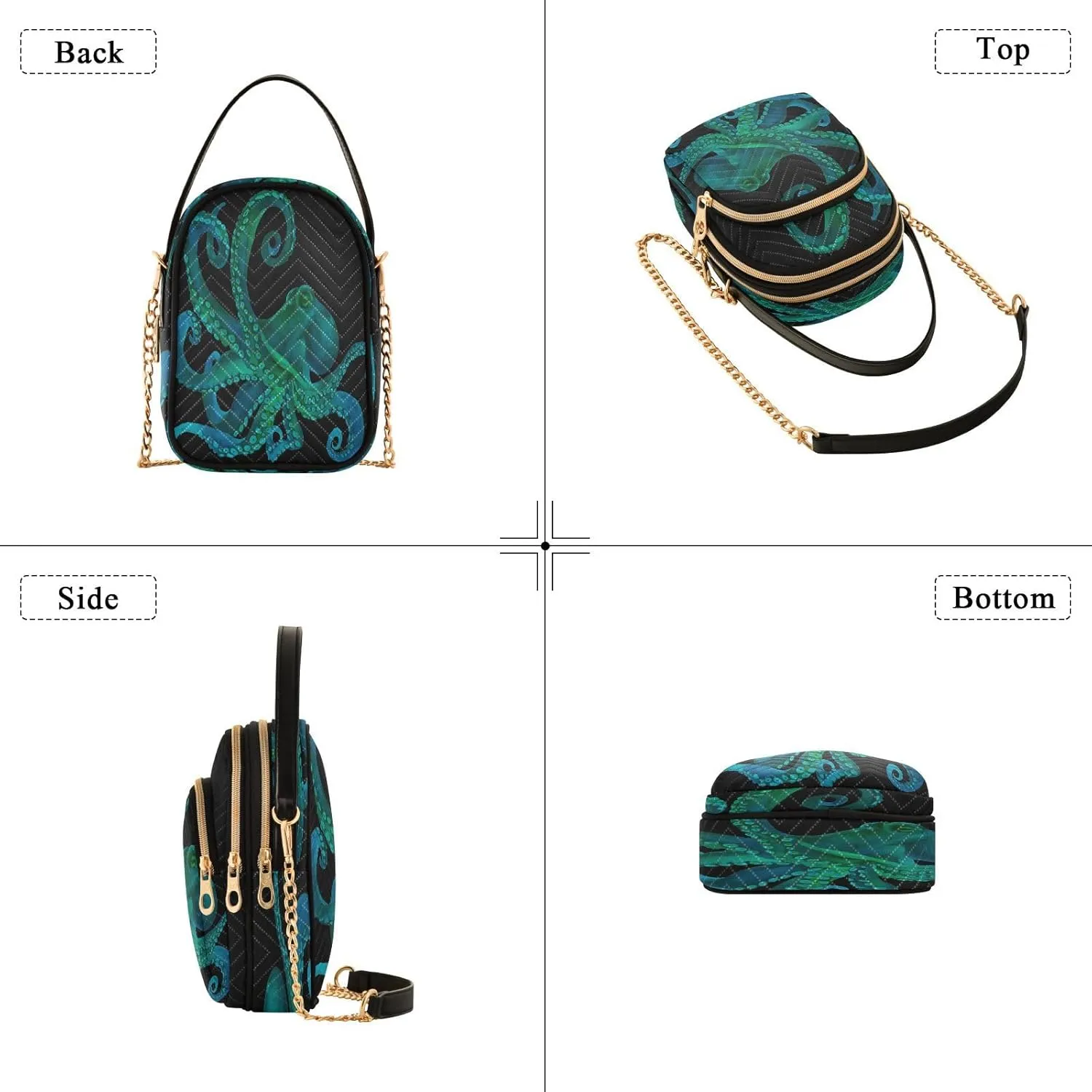 JSTEL Small Crossbody Bag for Women with Compartments,Long Gold Chain Crossbody Purse Polyester Phone Purse Wallet