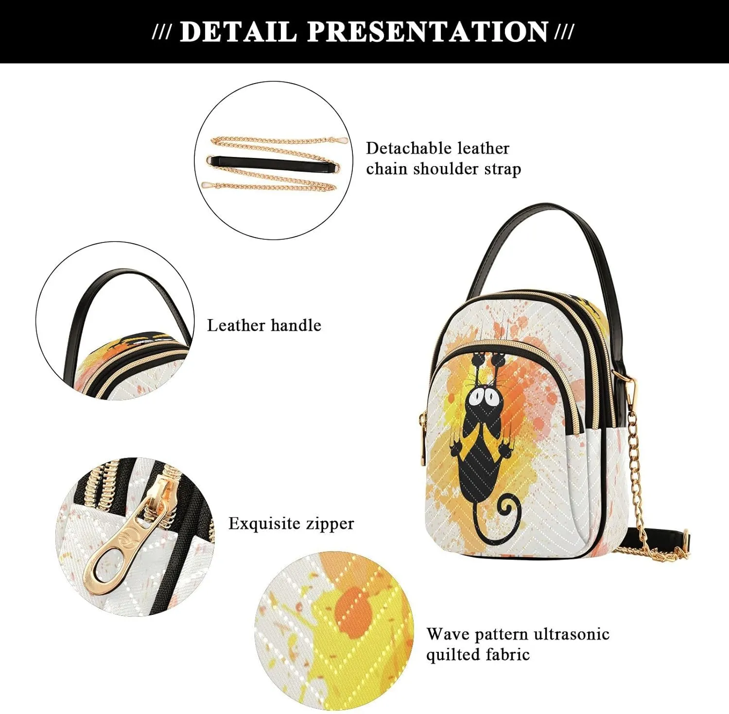 JSTEL Small Crossbody Bag for Women with Compartments,Long Strap Crossbody Purse Polyester Phone Purse Wallet