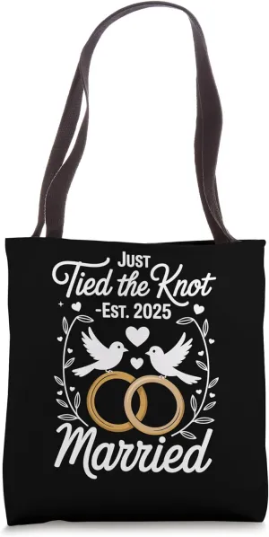 Just Tied the Knot Est. 2025 – Marriage Art Tote Bag