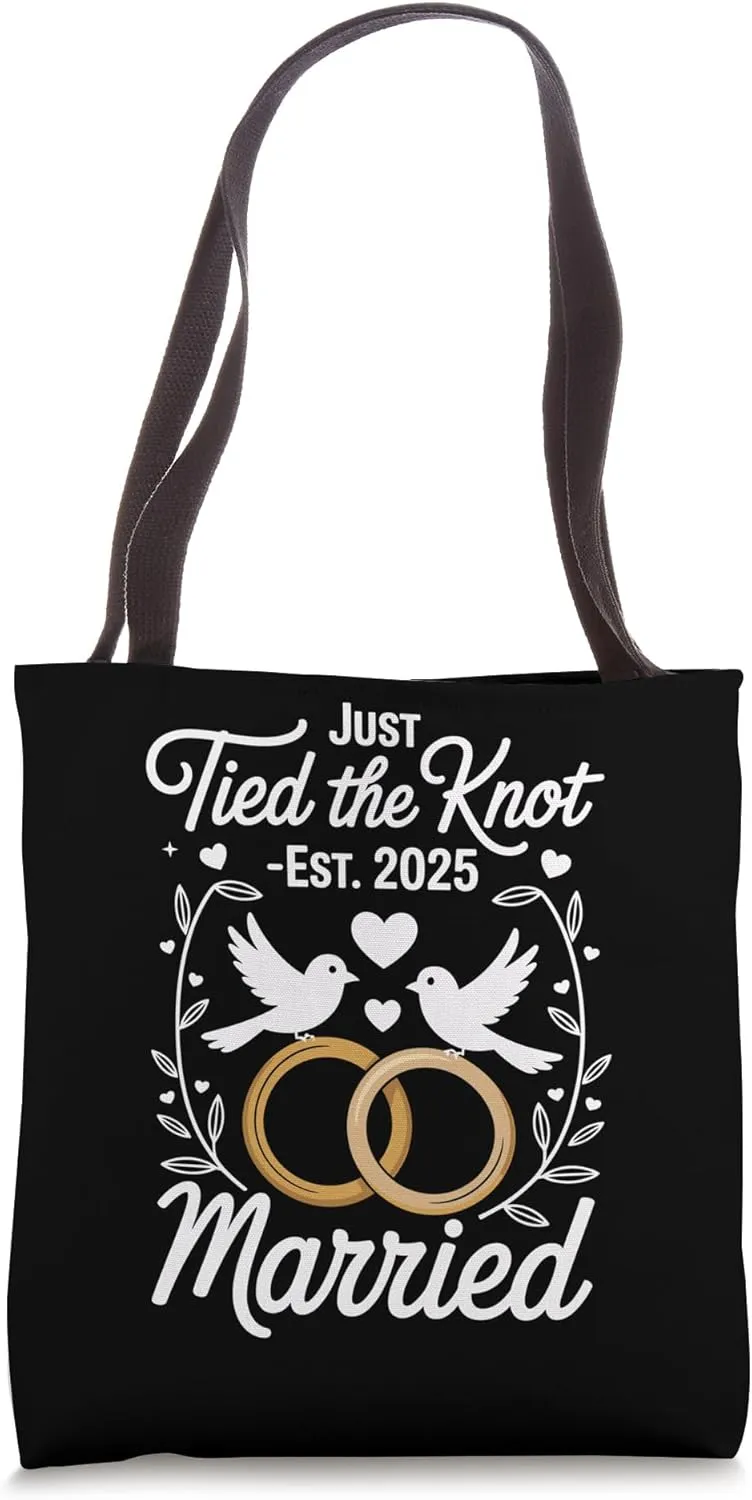 Just Tied the Knot Est. 2025 – Marriage Art Tote Bag