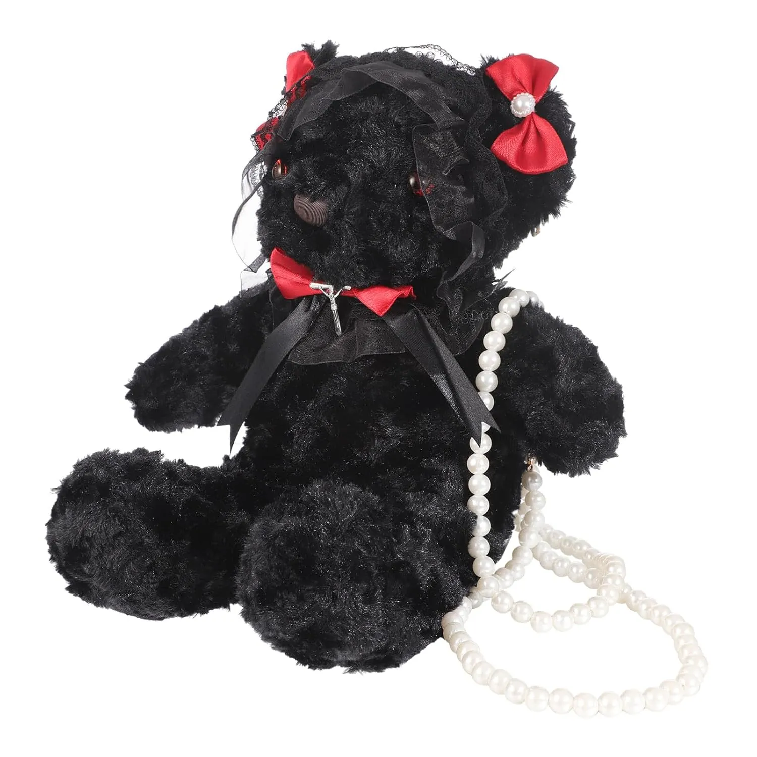 Kawaii Purse Gothic Lolita Bag Purses Decor Dress Bear- Plush Doll Sling Bag Lovely Lace Bear Crossbody Bag Chic Small Shoulder Bag for- Women- Ladies Girls /1524