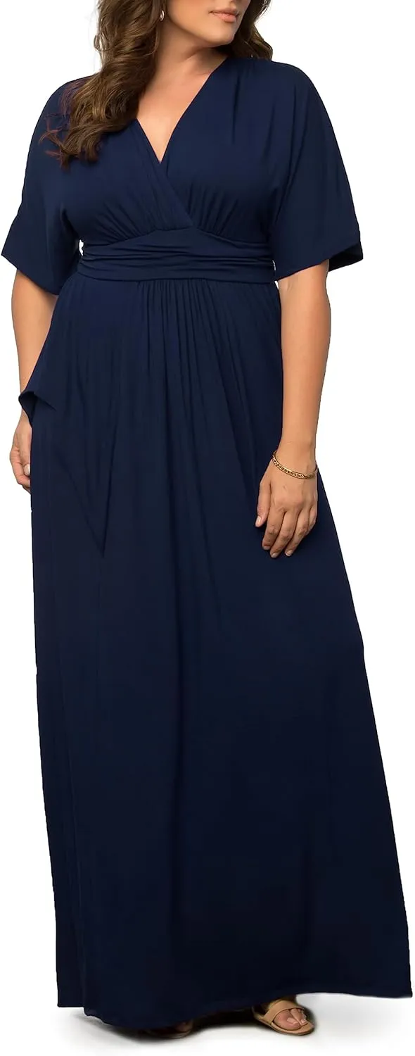 Kiyonna Plus Size Indie Flair Maxi Dress | Women's Boho Long Dress for Wedding Guest, Cocktail, Party, or Work