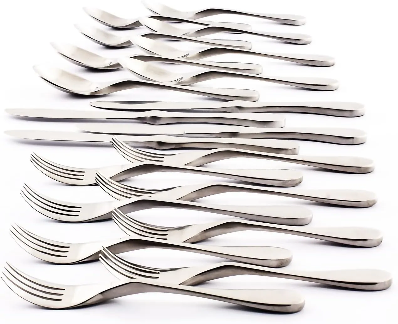 Knork Silverware Set - 20 Piece Matte Silver Cutlery set - Ergonomic Design Utensil sets, 18/10 Stainless Steel Forks Spoons and Knives set