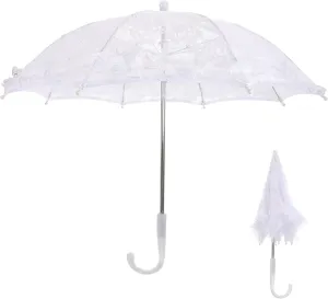 Lace Umbrella Parasol Floral White Umbrella Vintage Wedding Bridal Umbrella Photography Scene Props for Baby Shower Bridal Decorations Assorted Color A