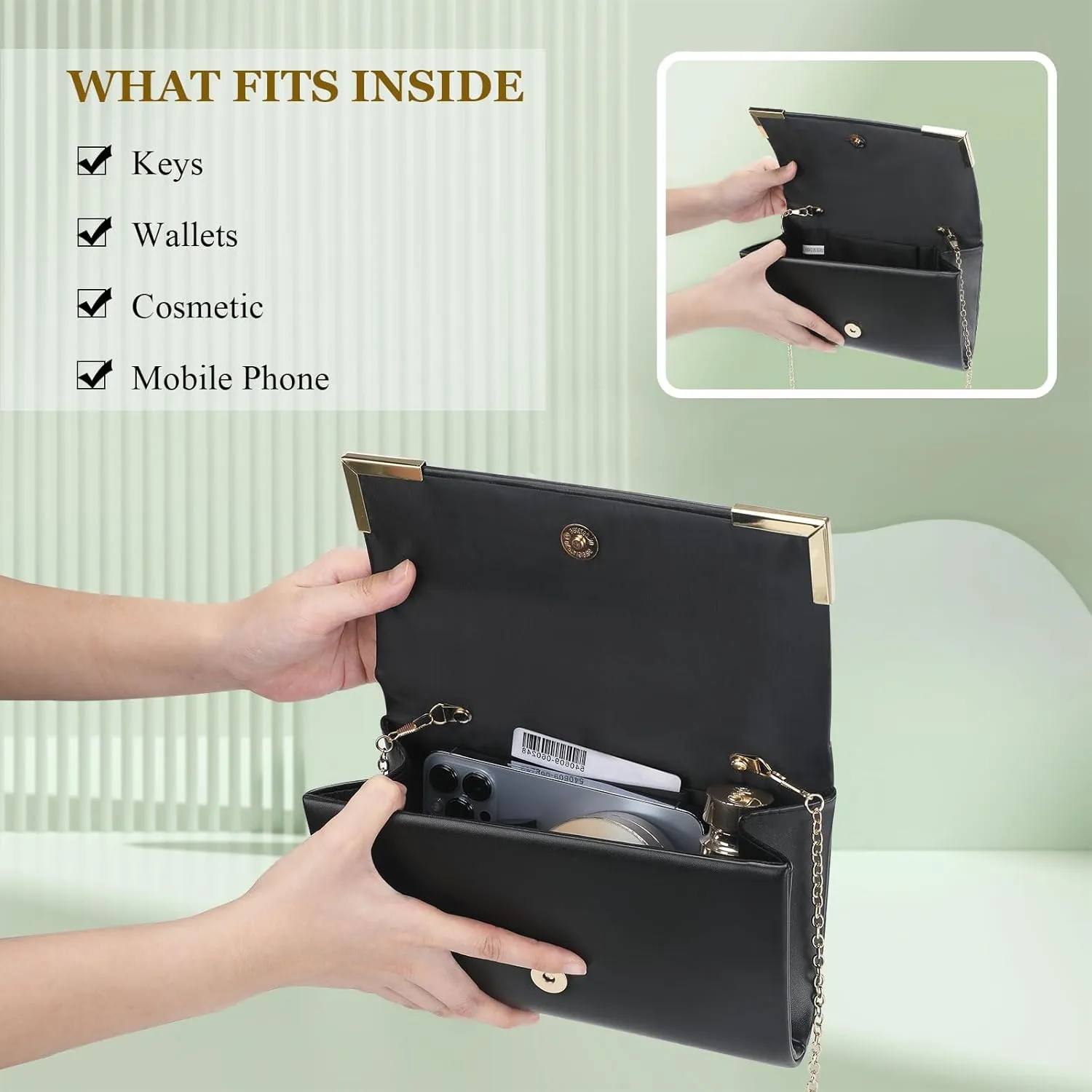 Ladies Evening Clutch Bag Elegant Handbag Purse for Wedding Formal Prom Party Bridal