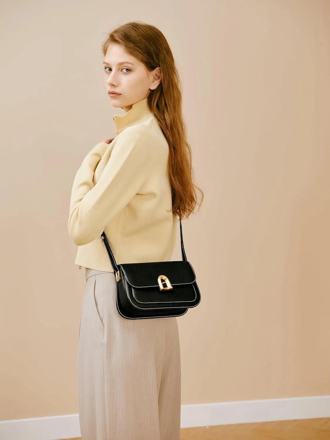 LAFESTIN Genuine Leather Shoulder Bag for Women with Adjustable Strap - Stylish Crossbody Purse Designer Handbags for Women