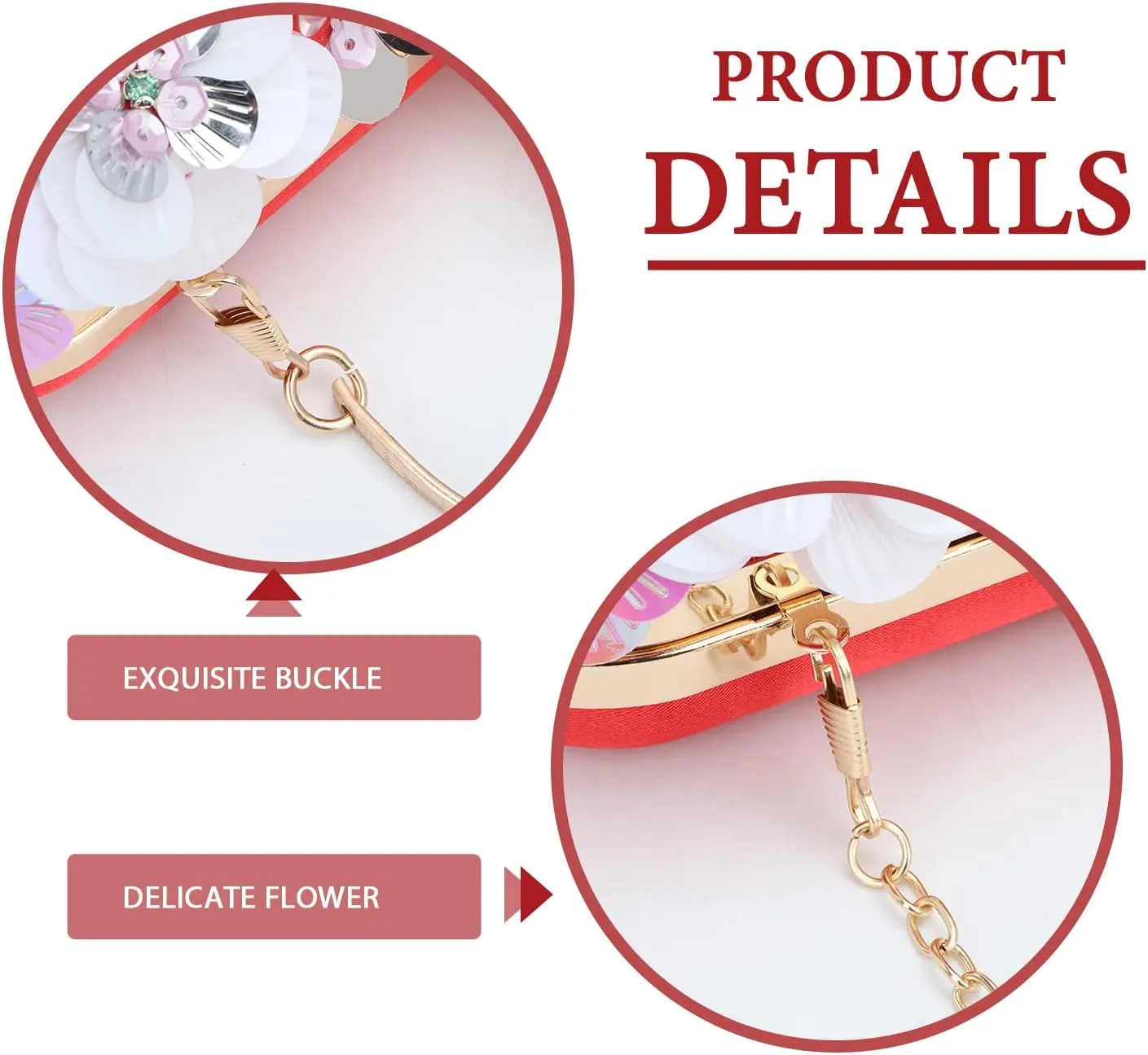 Lanpet Women Clutches Flower Evening Handbag Chain Strap Shoulder Bag