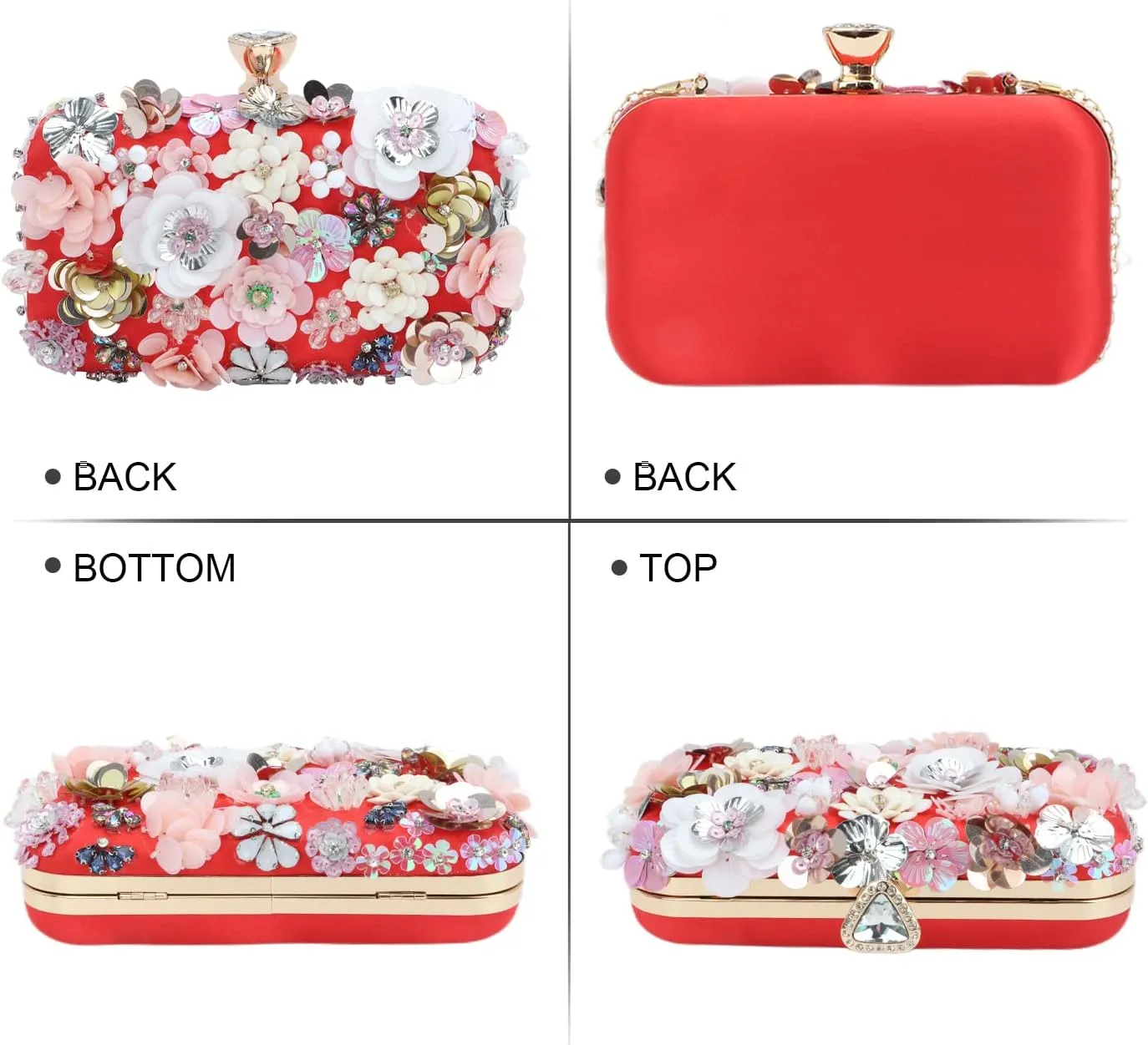 Lanpet Women Clutches Flower Evening Handbag Chain Strap Shoulder Bag