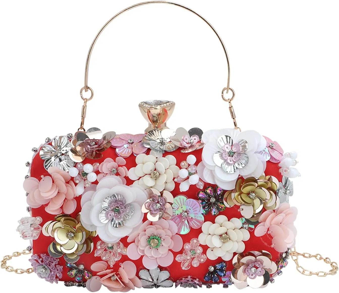 Lanpet Women Clutches Flower Evening Handbag Chain Strap Shoulder Bag