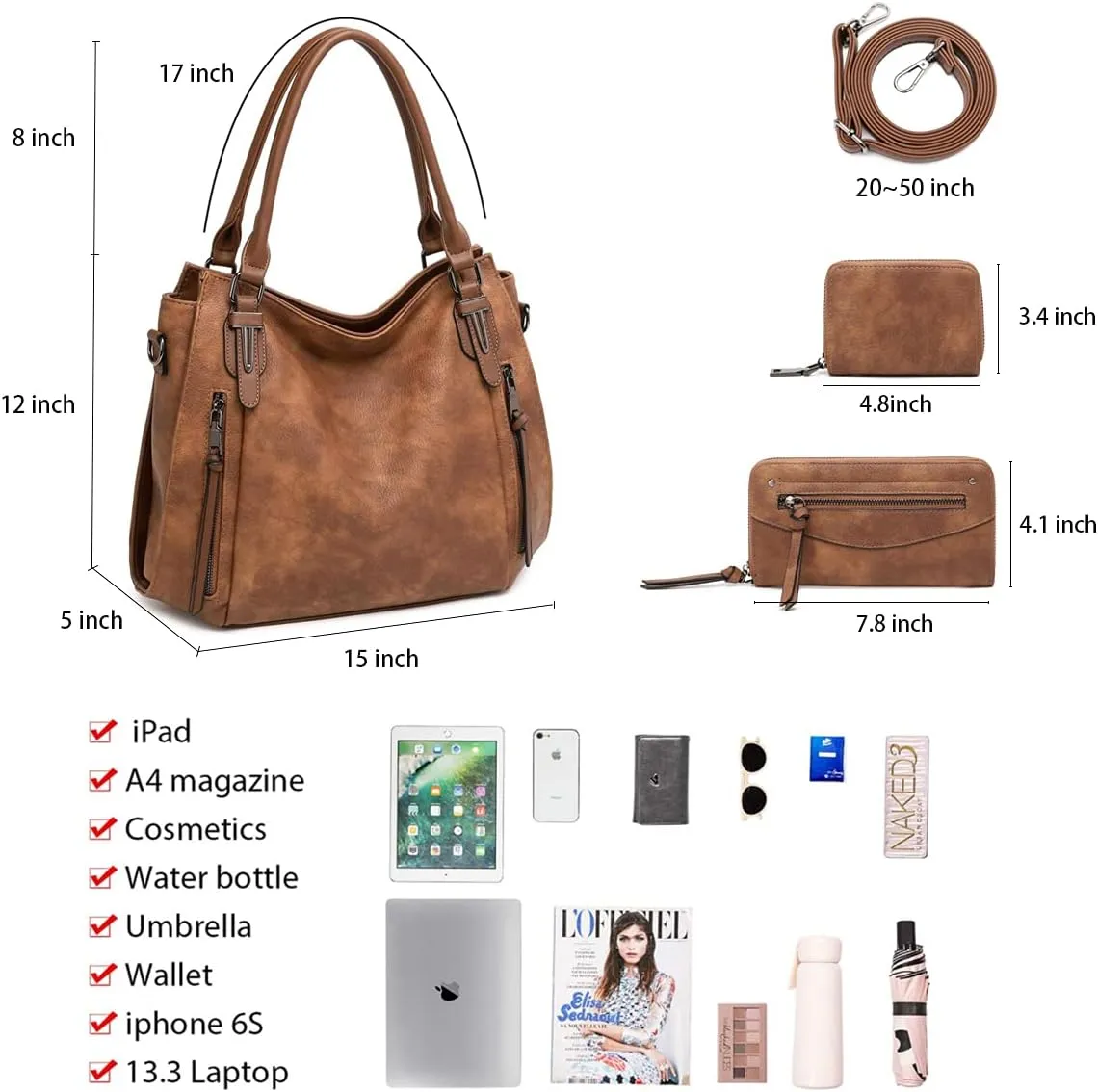 lapsting Hobo Bags for Women Handbags Purse Ladies Boho Shoulder Bag Crossbody Purses Faux Leather