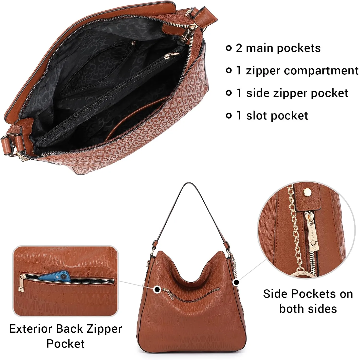 Large Hobo Bags for Women Designer Crossbody Shoulder Purses PU Leather Tote Handbags with Wallet
