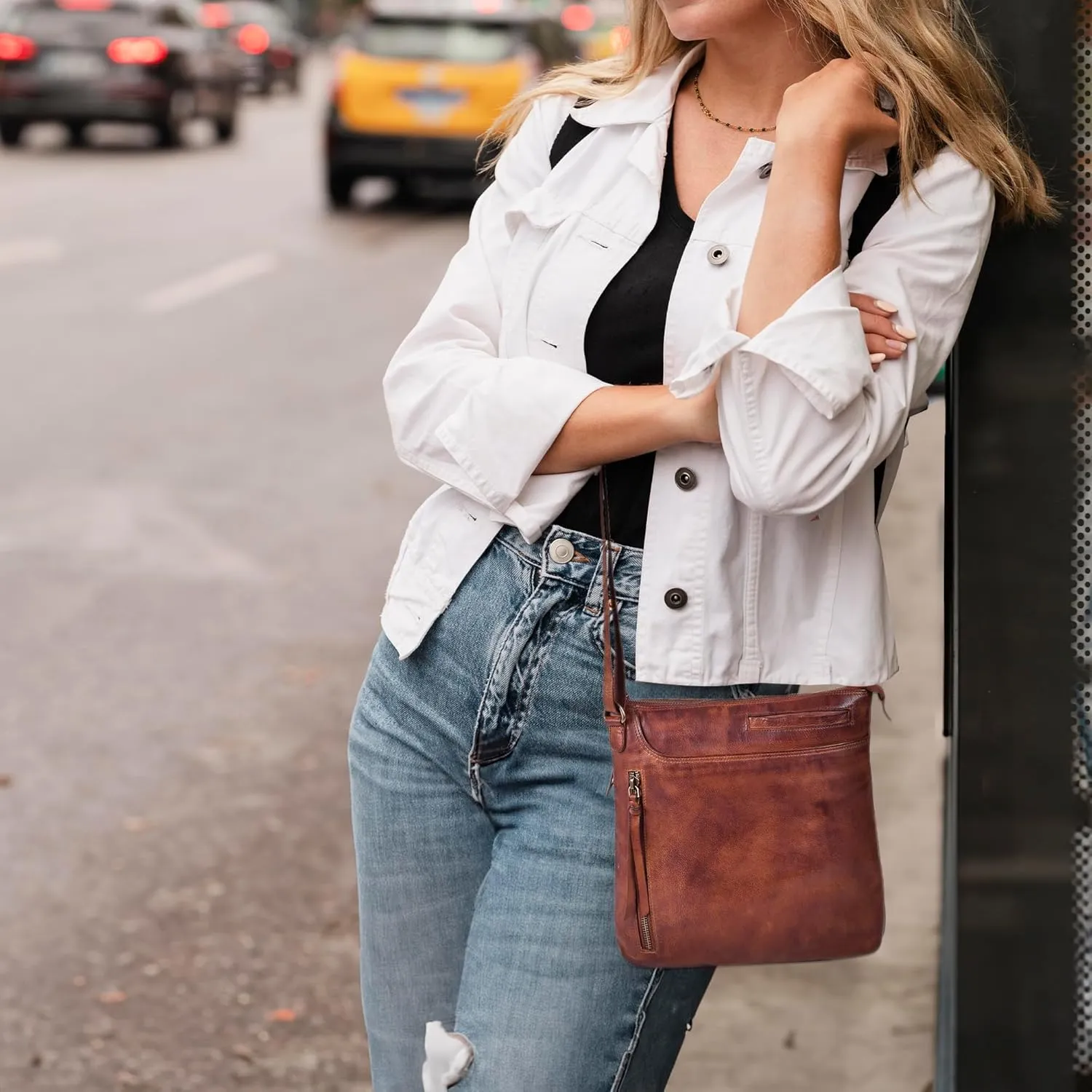 Leather Crossbody Bags for Women - Ladies Sling Handbags - Medium Cross body Purses Handbags - Purses For Women