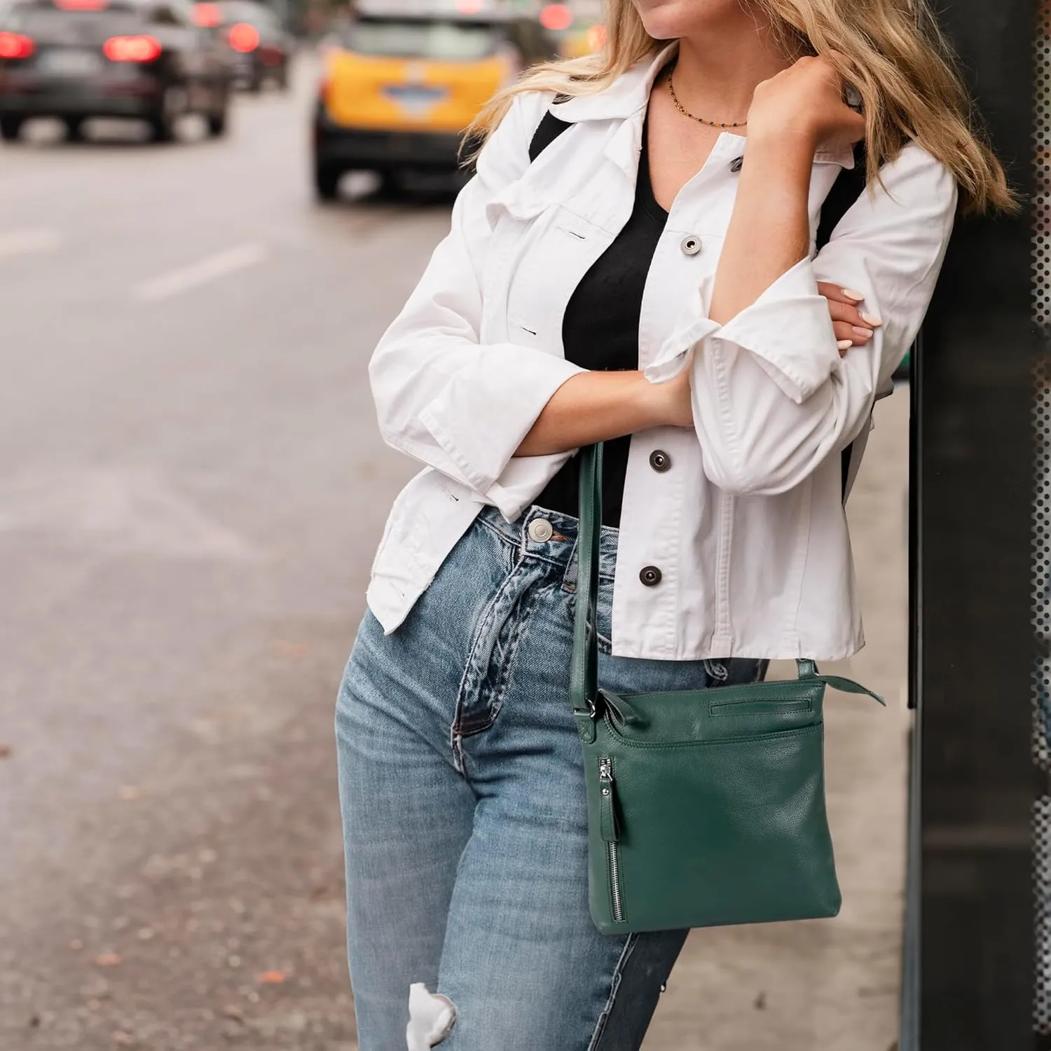 Leather Crossbody Bags for Women - Ladies Sling Handbags - Medium Cross body Purses Handbags - Purses For Women