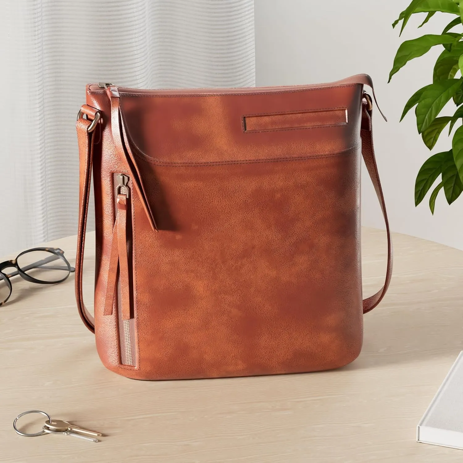 Leather Crossbody Bags for Women - Ladies Sling Handbags - Medium Cross body Purses Handbags - Purses For Women