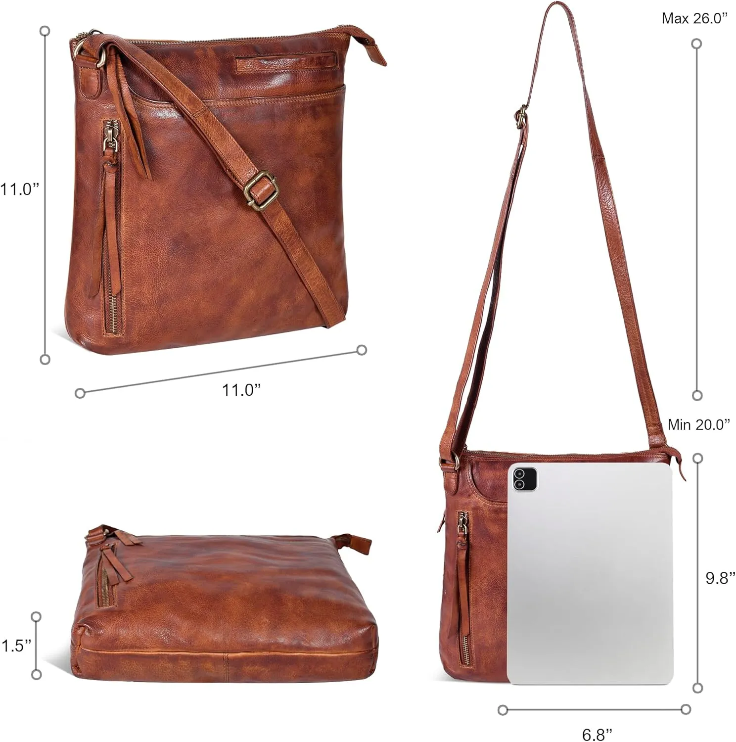 Leather Crossbody Bags for Women - Ladies Sling Handbags - Medium Cross body Purses Handbags - Purses For Women