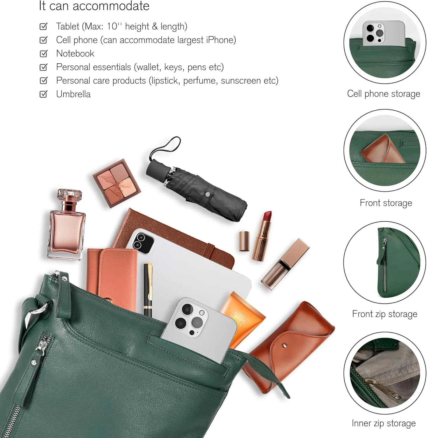 Leather Crossbody Bags for Women - Ladies Sling Handbags - Medium Cross body Purses Handbags - Purses For Women