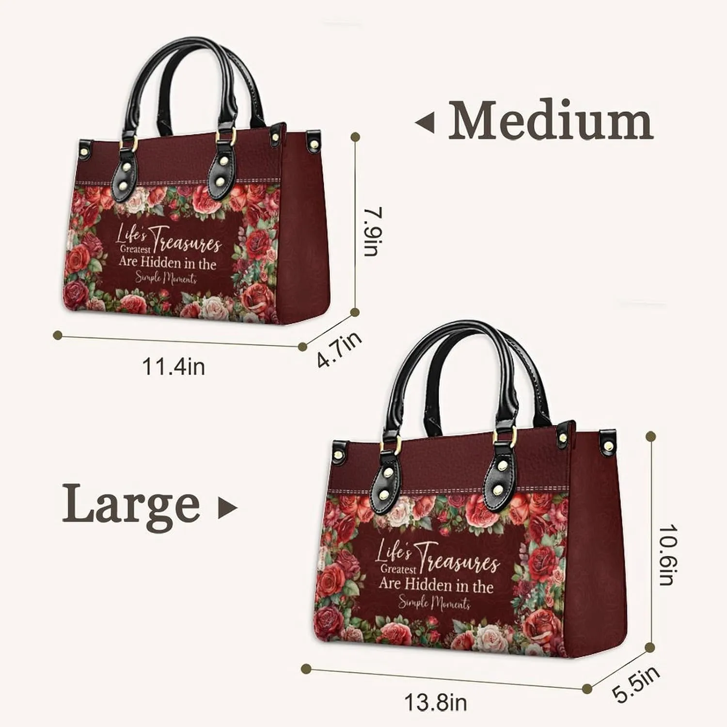 Leather Handbag for Women, Flower Tote Bags Crossbody Bag, Shoulder Purses for Daily & Travel, Gifts for Mom