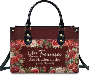 Leather Handbag for Women, Flower Tote Bags Crossbody Bag, Shoulder Purses for Daily & Travel, Gifts for Mom