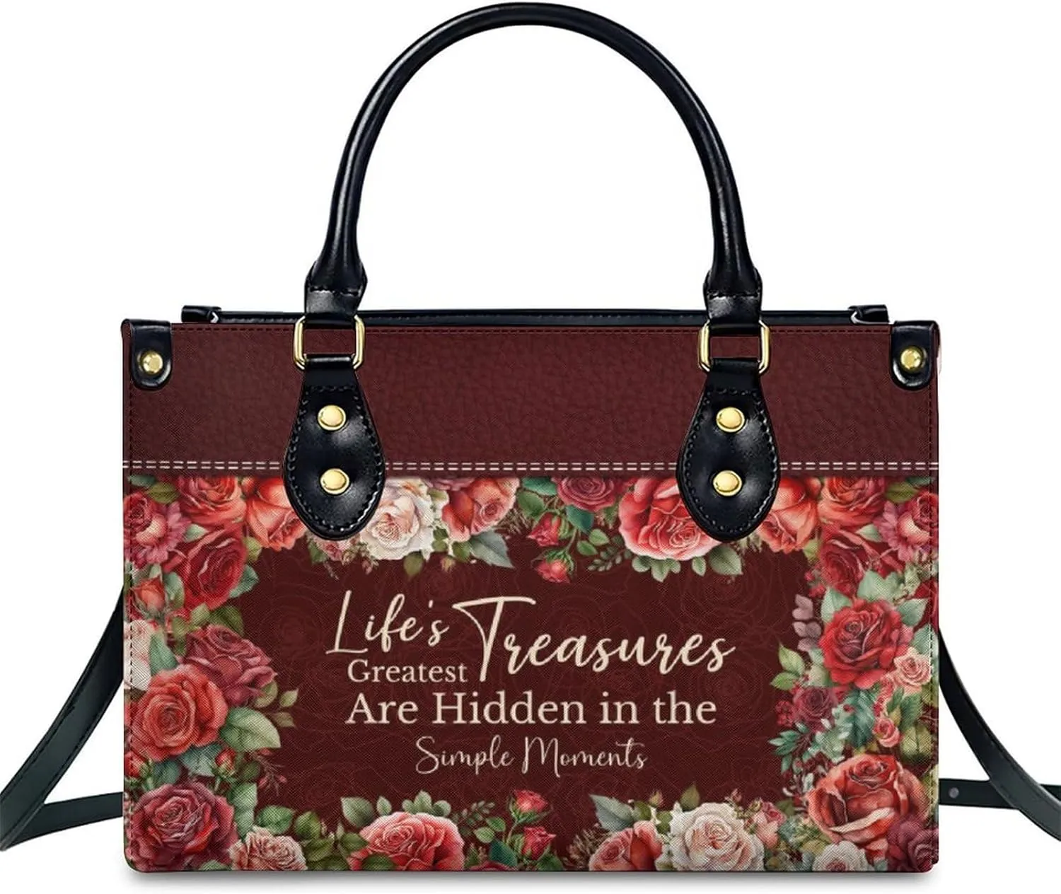 Leather Handbag for Women, Flower Tote Bags Crossbody Bag, Shoulder Purses for Daily & Travel, Gifts for Mom