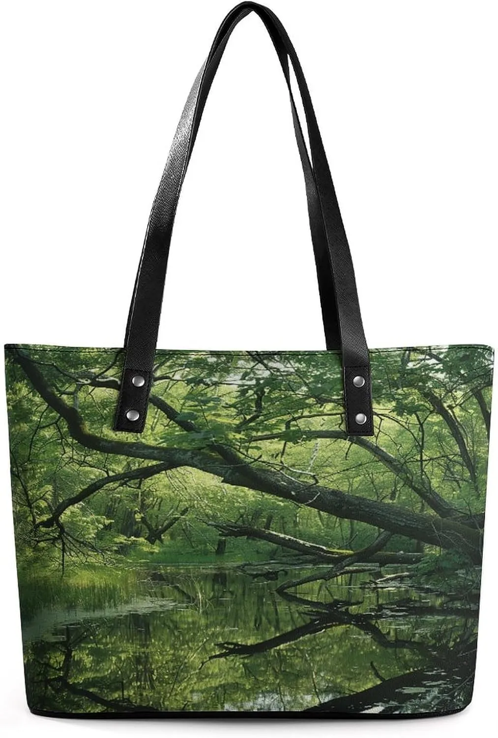 Leather Purse For Women Elegance An Ancient Swamp Printing Tote Bag Pu Purses Handbags For Work Travel Casual Use