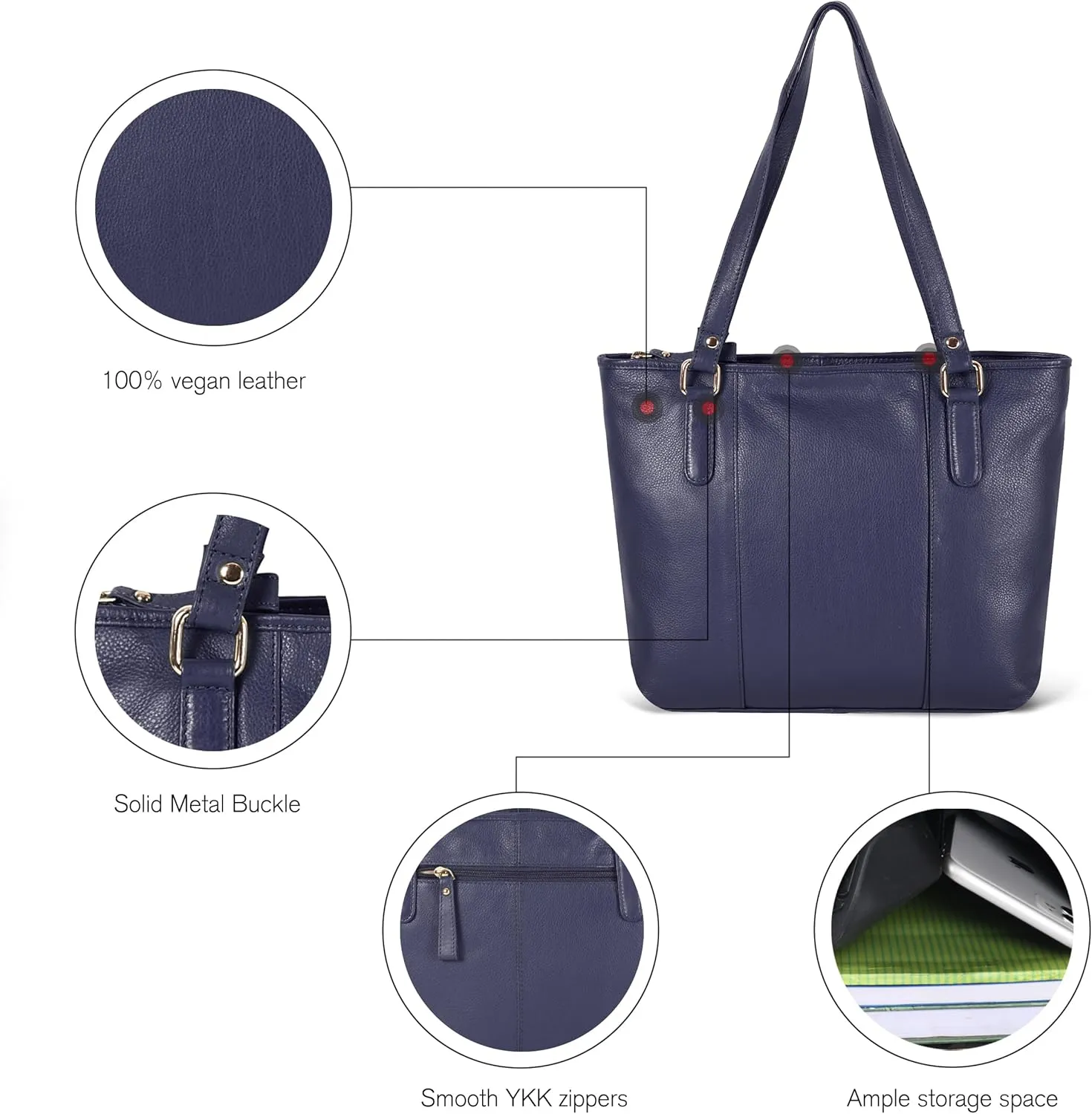 Leather Purse For Women - Real Leather Tote For Women - Ladies Shoulder Handbag For Work, Travel, Casual Use