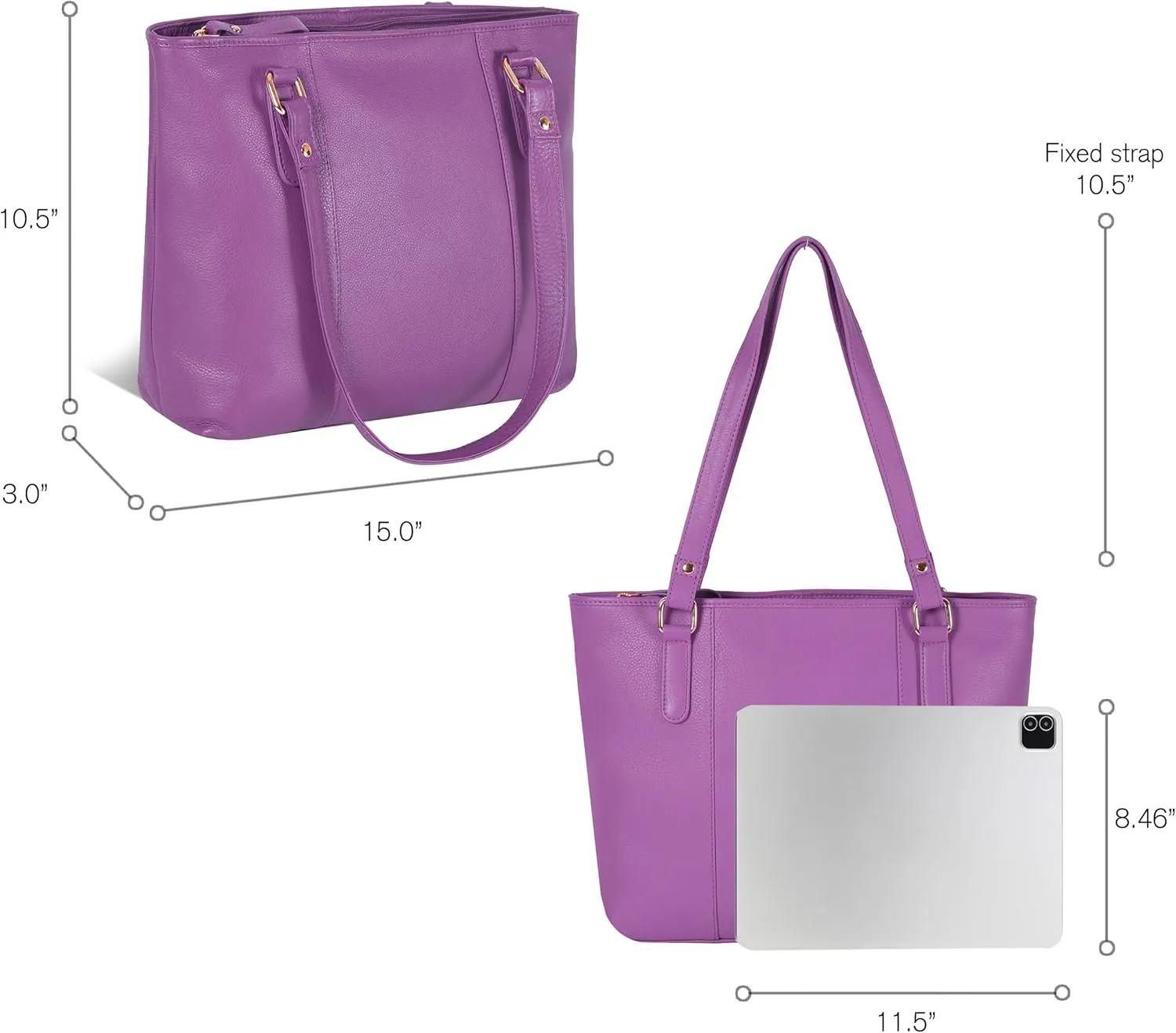 Leather Purse For Women - Real Leather Tote For Women - Ladies Shoulder Handbag For Work, Travel, Casual Use