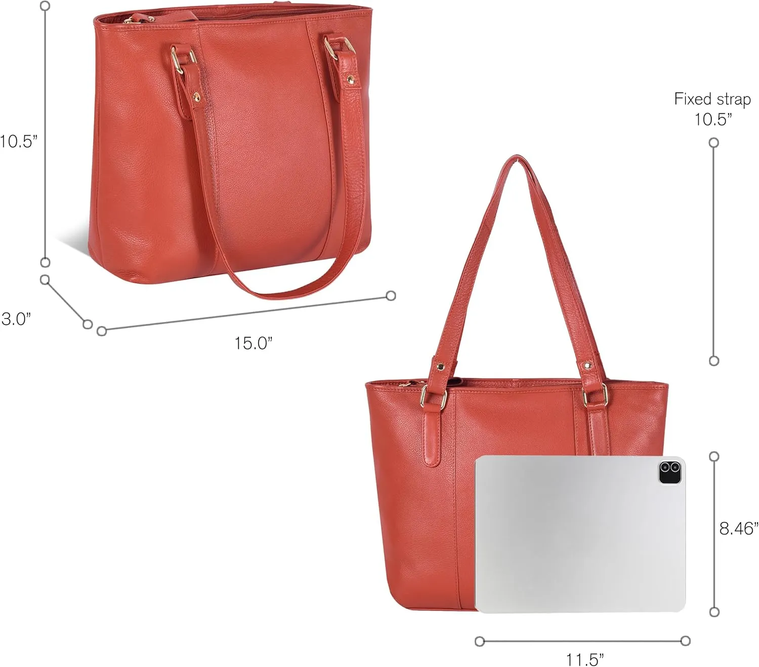 Leather Purse For Women - Real Leather Tote For Women - Ladies Shoulder Handbag For Work, Travel, Casual Use