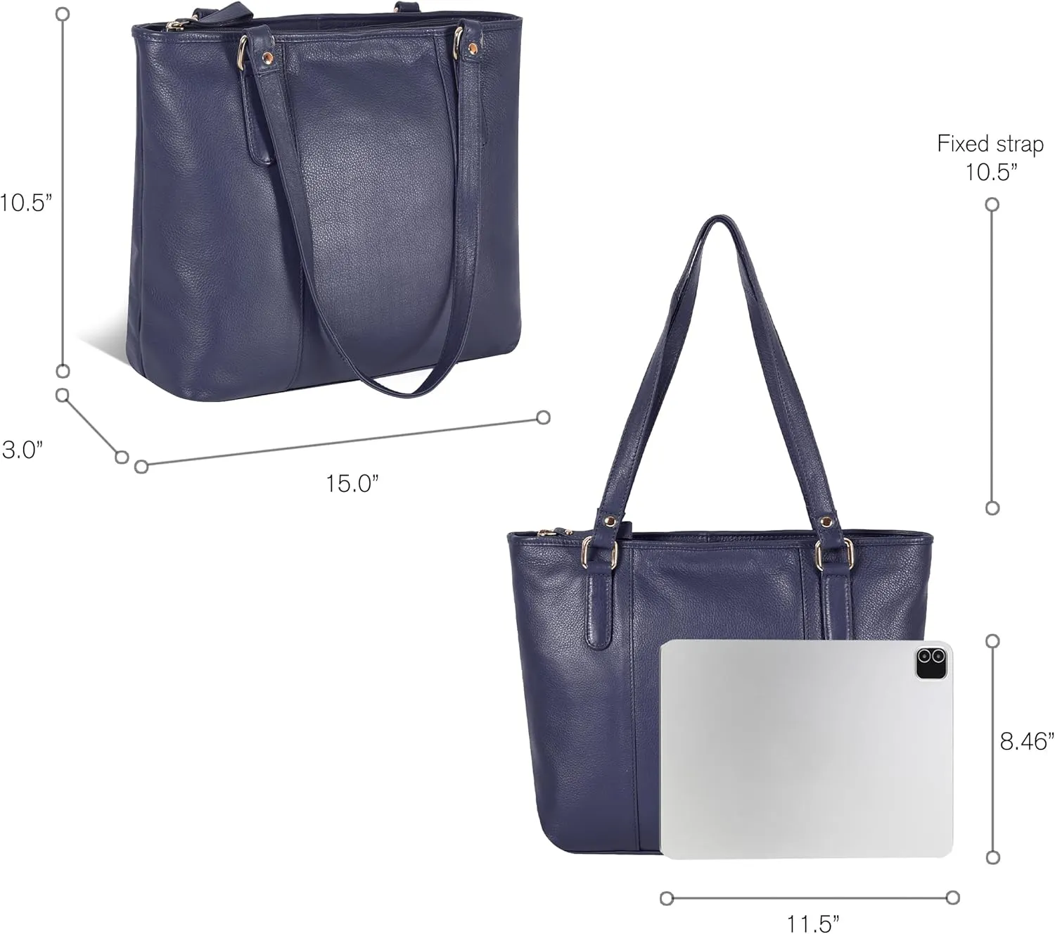 Leather Purse For Women - Real Leather Tote For Women - Ladies Shoulder Handbag For Work, Travel, Casual Use