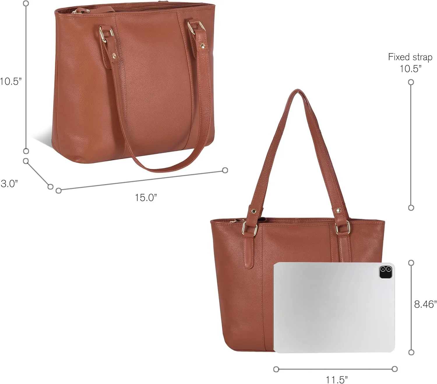 Leather Purse For Women - Real Leather Tote For Women - Ladies Shoulder Handbag For Work, Travel, Casual Use