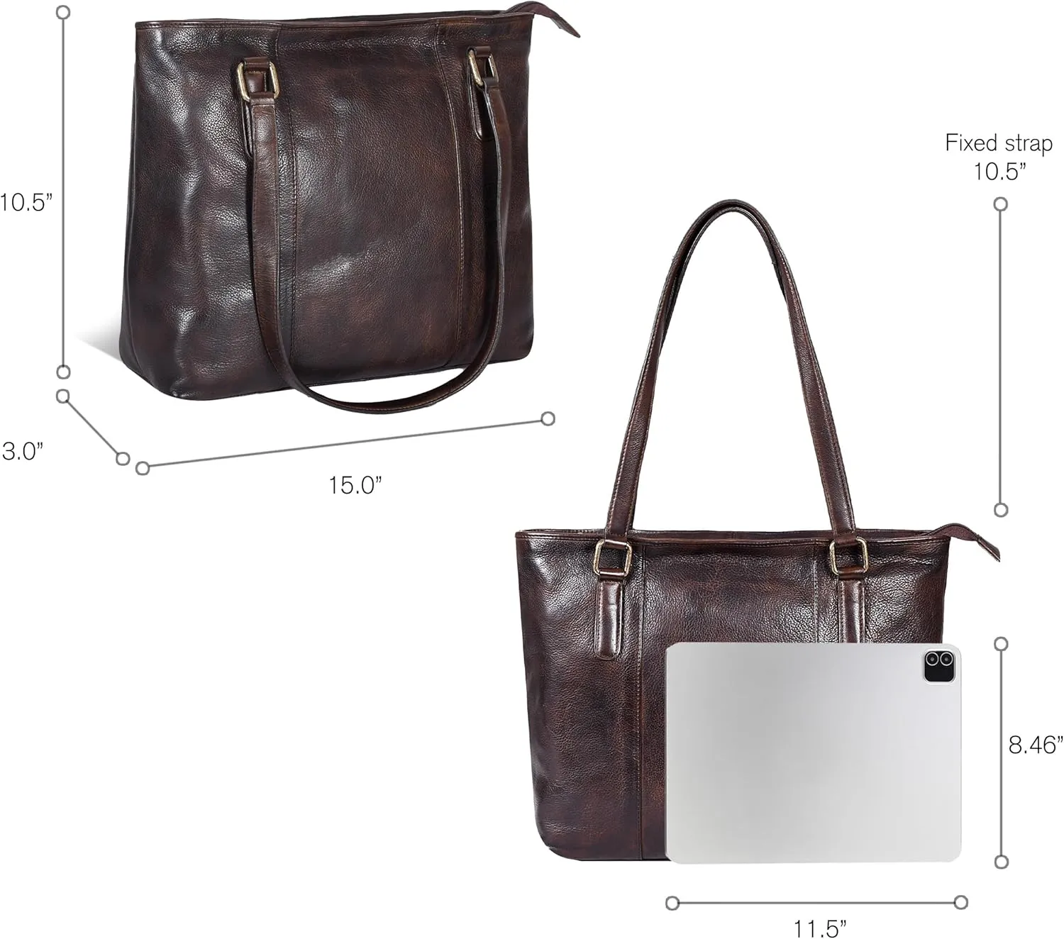 Leather Purse For Women - Real Leather Tote For Women - Ladies Shoulder Handbag For Work, Travel, Casual Use