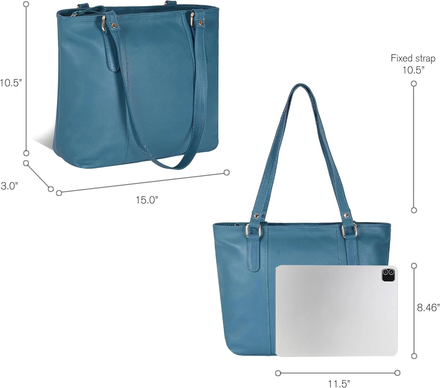 Leather Purse For Women - Real Leather Tote For Women - Ladies Shoulder Handbag For Work, Travel, Casual Use