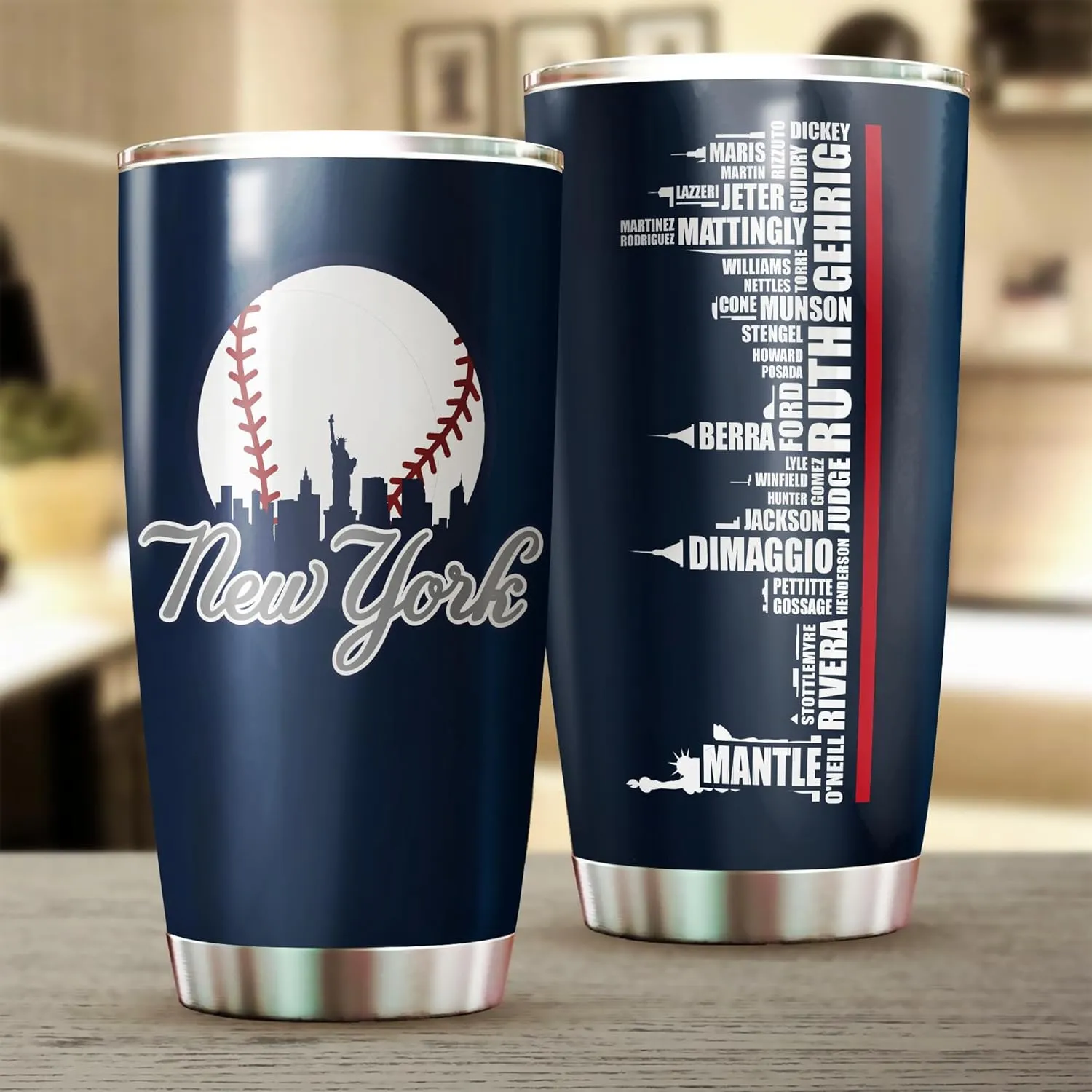 Legends New York Baseball City Skyline Tumbler - Coffee Mug Insulated Tumbler With Lid - Mother's Day, Father's Day, Birthday, Christmas Gifts For Fans - 20 Oz| Stainless Steel