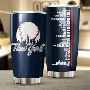 Legends New York Baseball City Skyline Tumbler - Coffee Mug Insulated Tumbler With Lid - Mother's Day, Father's Day, Birthday, Christmas Gifts For Fans - 20 Oz| Stainless Steel