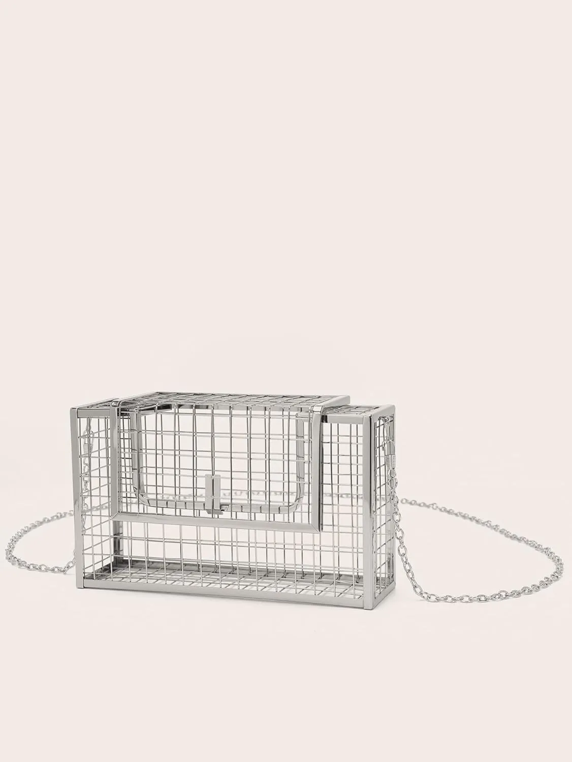 LETODE Women's Elegant Chain Cross-body Bag Metal Hollow Cage Clutch