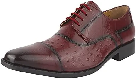 LIBERTYZENO Mens Plain & Animal Print Leather Adults Formal Lace Up Dress Shoes for Easter Gift