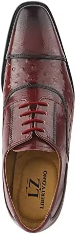 LIBERTYZENO Mens Plain & Animal Print Leather Adults Formal Lace Up Dress Shoes for Easter Gift