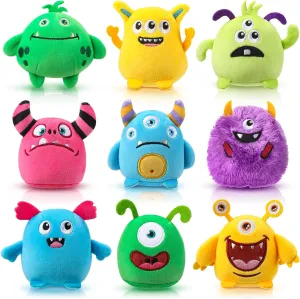 Libima 9 Pcs Mini Stuffed Animals Keychains 3.15 Inch Small Plush Ornaments Bulk Cute Plush Toys for Baby Shower Birthday Party Decors Gift Bags Fillers Easter Basket Stuffers(Monsters)