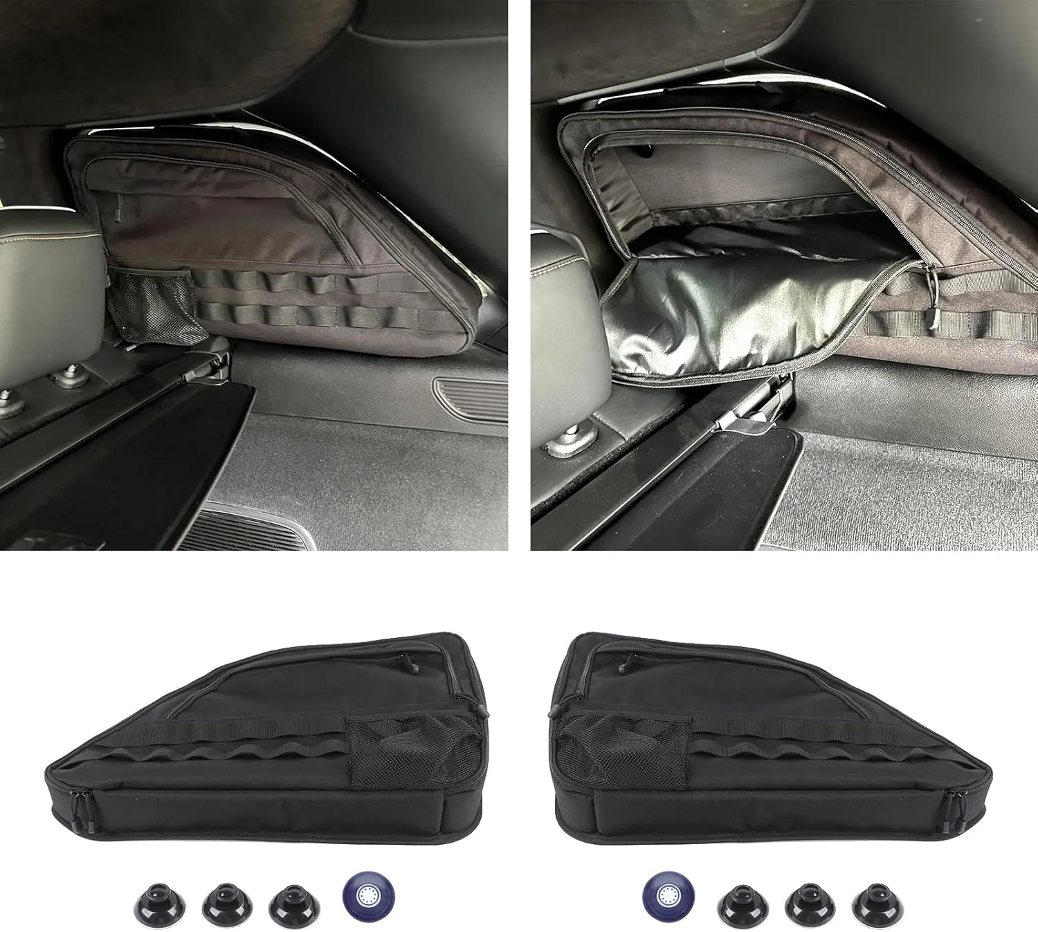 Linskip Rear Side Window Storage Bag Compatible with 5th gen 2022-2024 Jeep Grand Cherokee TWO ROW, for Jeep Grand Cherokee Trunk Organizer Storage Bag(Black, Pair)