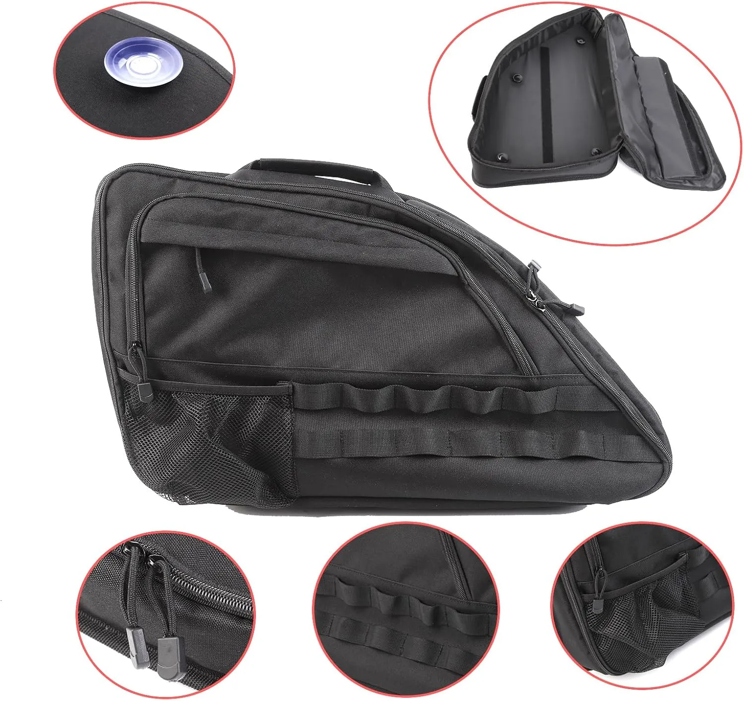Linskip Rear Side Window Storage Bag Compatible with 5th gen 2022-2024 Jeep Grand Cherokee TWO ROW, for Jeep Grand Cherokee Trunk Organizer Storage Bag(Black, Pair)