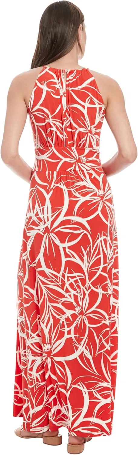 London Times Women's Halter Neckline Signature Morris Maxi Dress Vacation Occasion Event Guest of